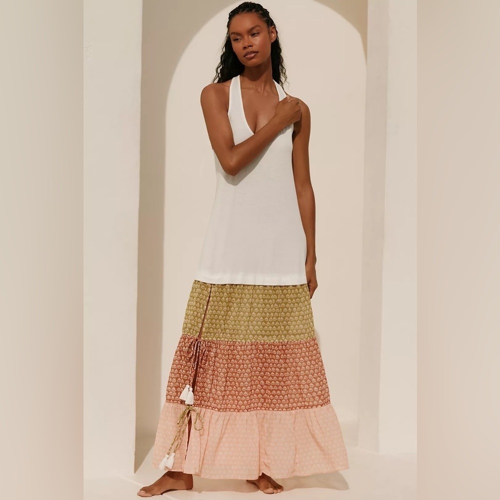 NWT Anthropologie Novelty Celandine Sleeveless Scoop-Neck Maxi Dressed🪞1️⃣